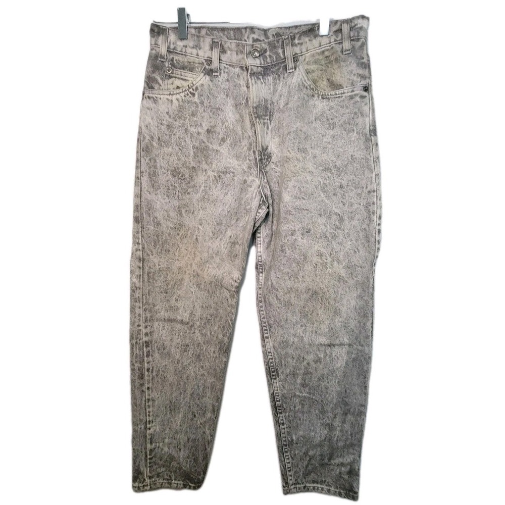 Vintage 80s Levis 350 Acid Wash Black Tab Paper Tag Tapered Leg Jeans Mens 33/30